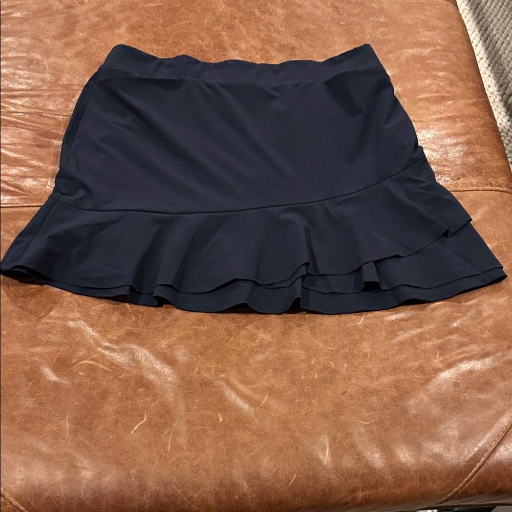 Chico's Navy Ruffle Hem Skater Skirt